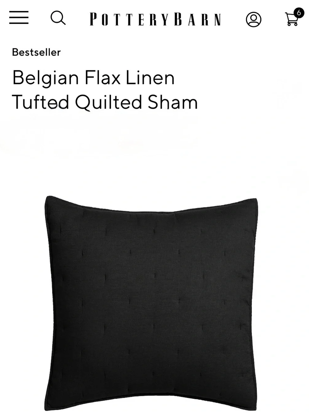 POTTERY BARN Belgian Linen Shams Black (3) Euro & King